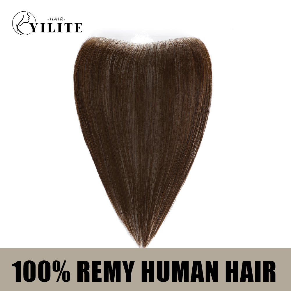 YILITE Seamless Hair Patch 1.5×16 cm Injected Hand-Tied Invisible Remy Human Hair #2 Darkest Brown