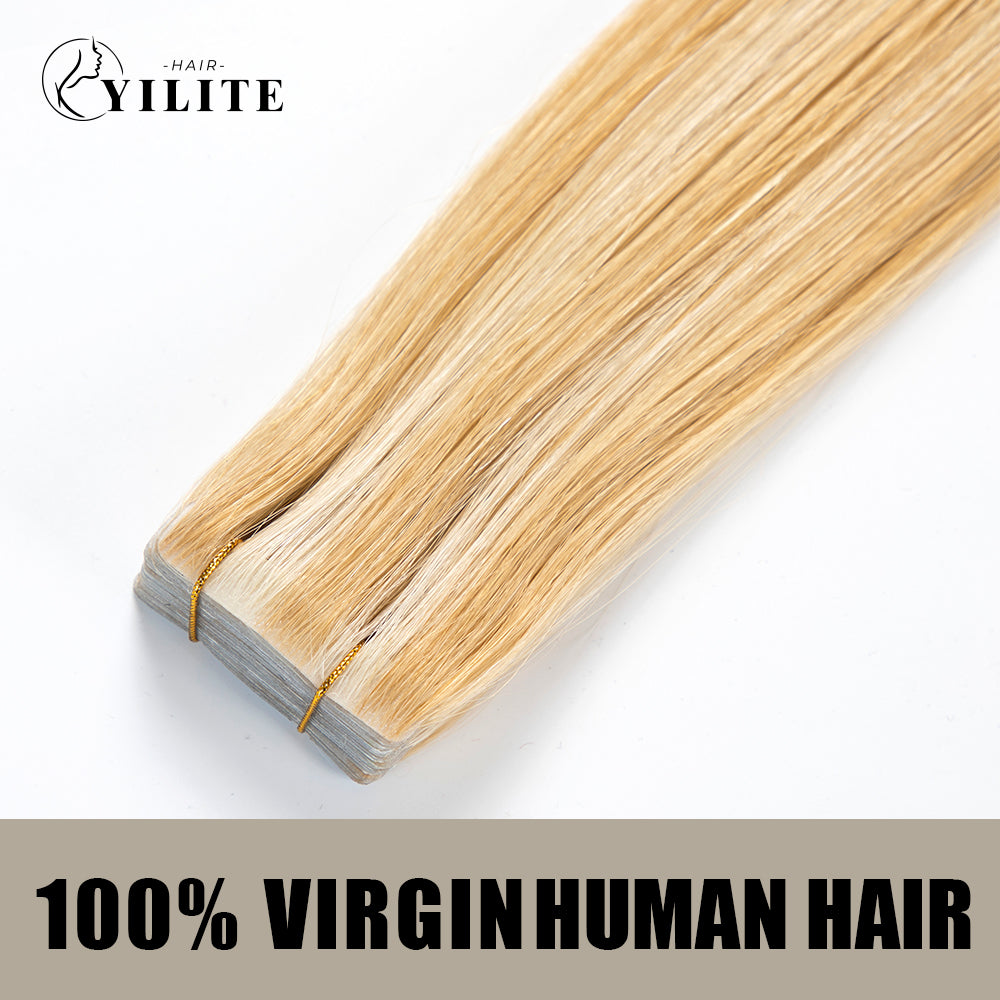 YILITE Seamless Injected Hand-Tied Invisible Tape In Hair Extension 20Pcs Virgin Human Hair (P27/613)