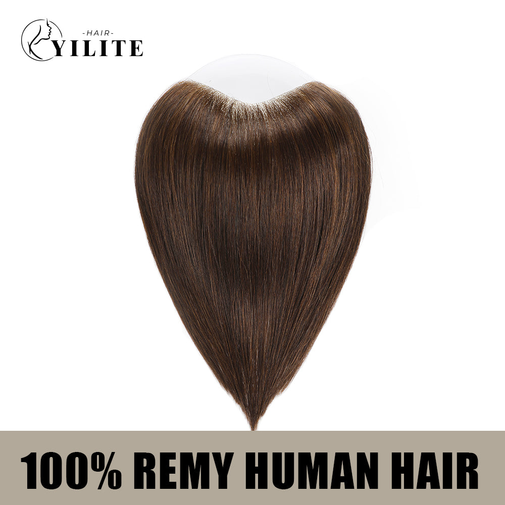 YILITE Seamless Hair Patch 3×16 cm Injected Hand-Tied Invisible Remy Human Hair #2 Darkest Brown