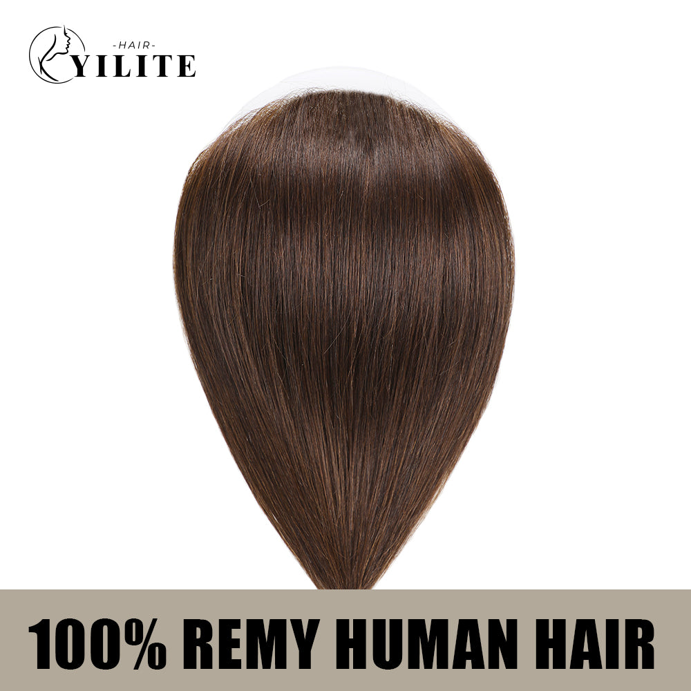 YILITE Seamless Hair Patch 7×15 cm Injected Hand-Tied Invisible Remy Human Hair #2 Darkest Brown