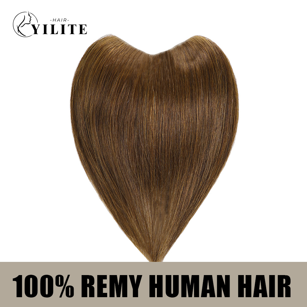 YILITE Seamless Hair Patch 3×16 cm Injected Hand-Tied Invisible Remy Human Hair #4 Dark Brown