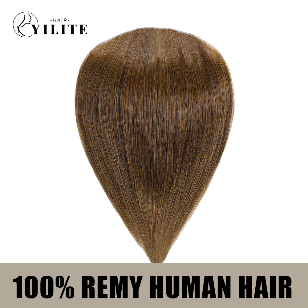 YILITE Seamless Hair Patch 7×15 cm Injected Hand-Tied Invisible Remy Human Hair #4 Dark Brown