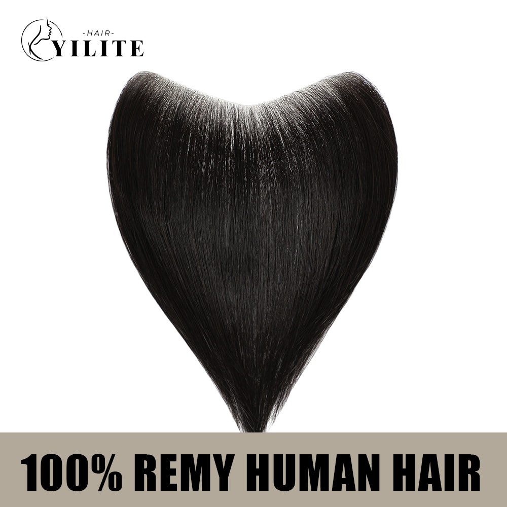 YILITE Seamless Hair Patch 2.5×16 cm Injected Hand-Tied Invisible Remy Human Hair #1 Jet Black