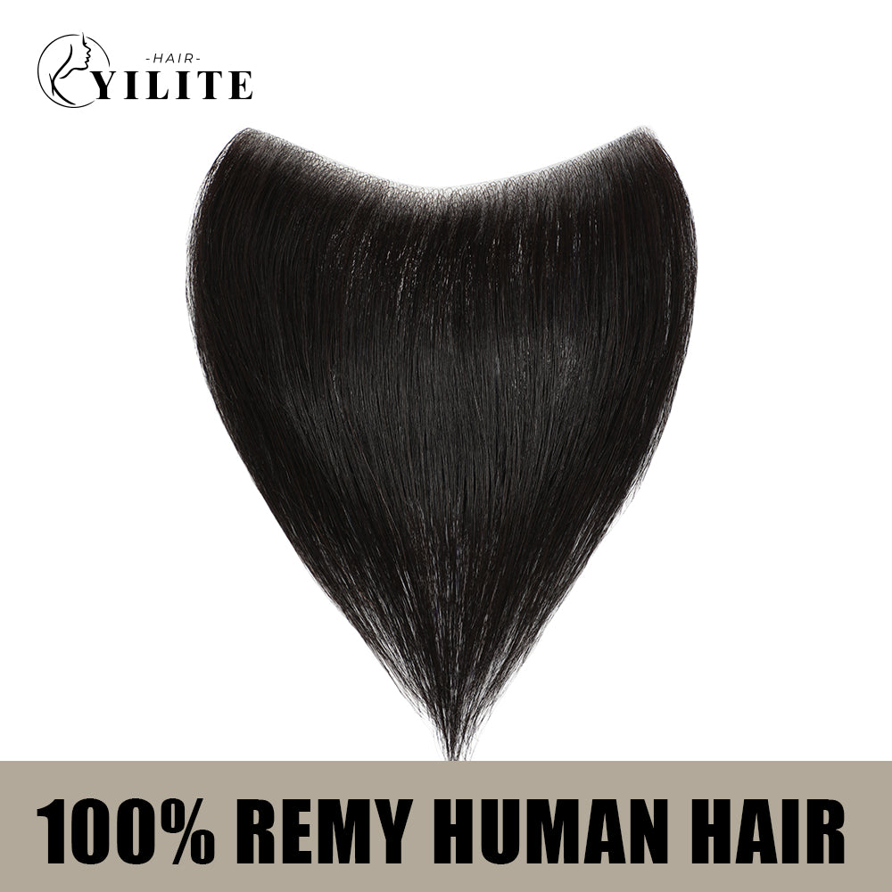 YILITE Seamless Hair Patch 1.5×16 cm Injected Hand-Tied Invisible Remy Human Hair #1 Jet Black