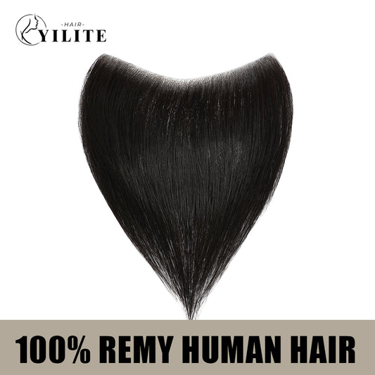 YILITE Seamless Hair Patch 1.5×16 cm Injected Hand-Tied Invisible Remy Human Hair #1 Jet Black