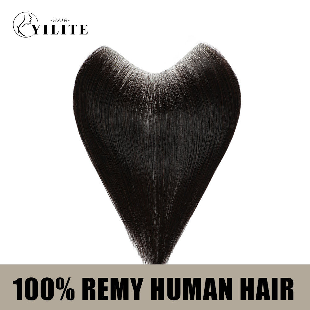 YILITE Seamless Hair Patch 3×16 cm Injected Hand-Tied Invisible Remy Human Hair Natural black