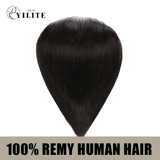 YILITE Seamless Hair Patch 7×15 cm Injected Hand-Tied Invisible Remy Human Hair Natural black