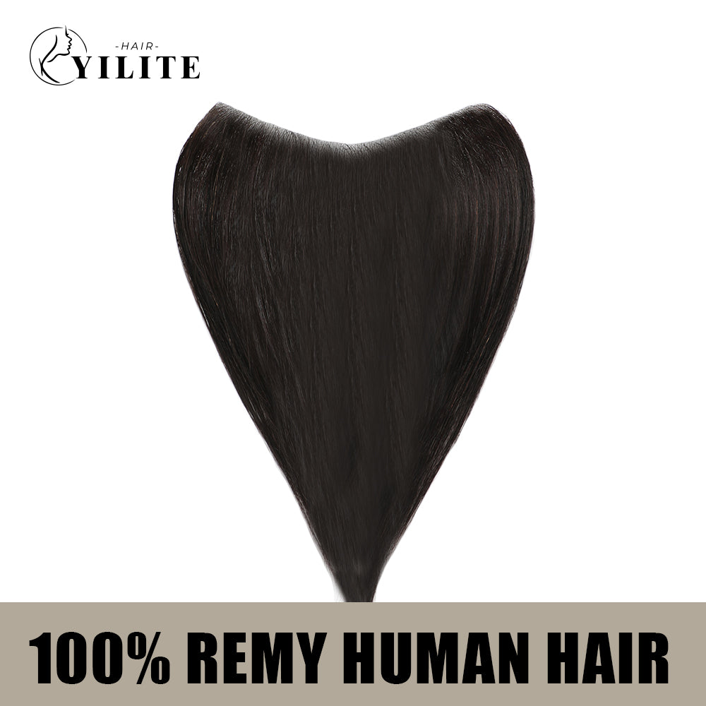 YILITE Seamless Hair Patch 1.5×16 cm Injected Hand-Tied Invisible Remy Human Hair Natural black