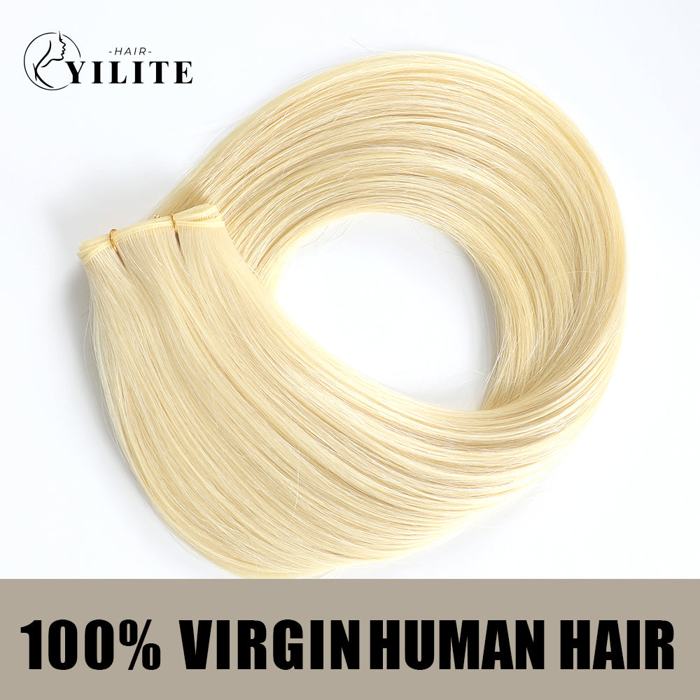 YILITE Seamless Genius Virgin Human Hair Weft 2Pcs (#60 Platinum Blonde