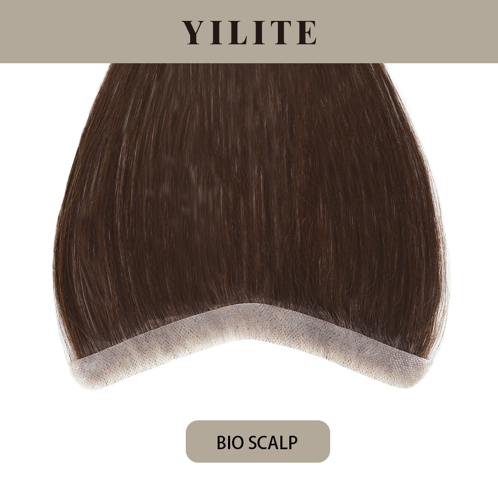 YILITE Seamless Hair Patch 1.5×16 cm Injected Hand-Tied Invisible Remy Human Hair #2 Darkest Brown