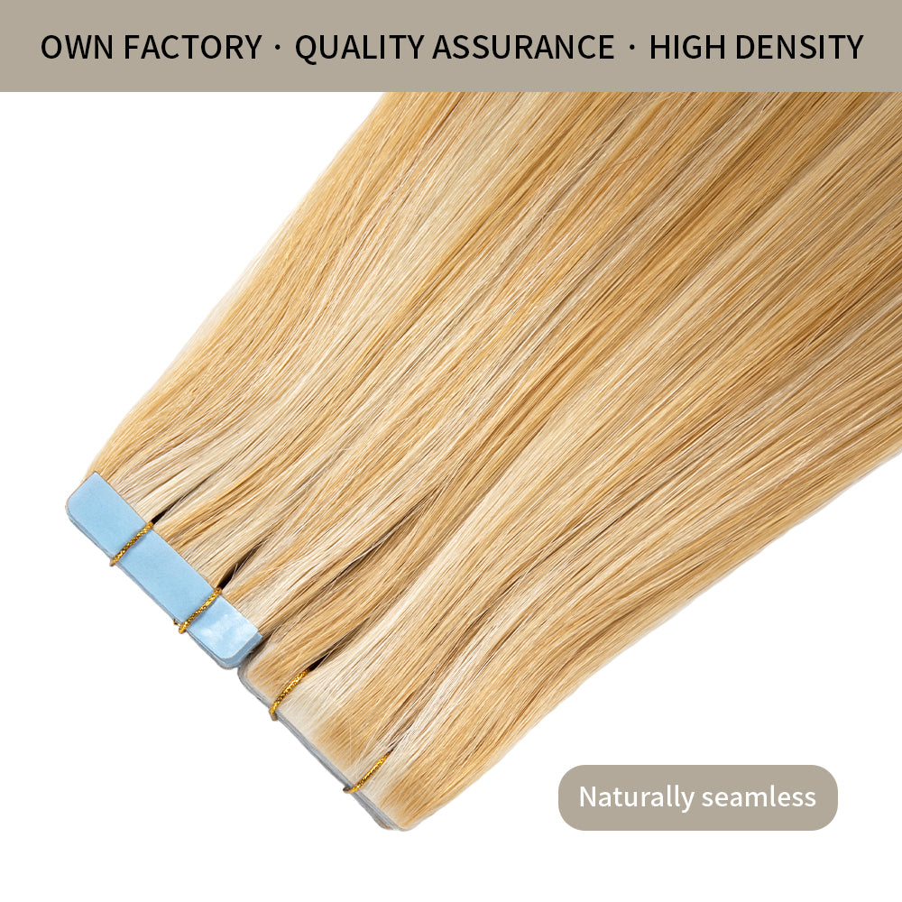 YILITE Seamless Injected Hand-Tied Invisible Tape In Hair Extension 20Pcs Virgin Human Hair (P27/613)