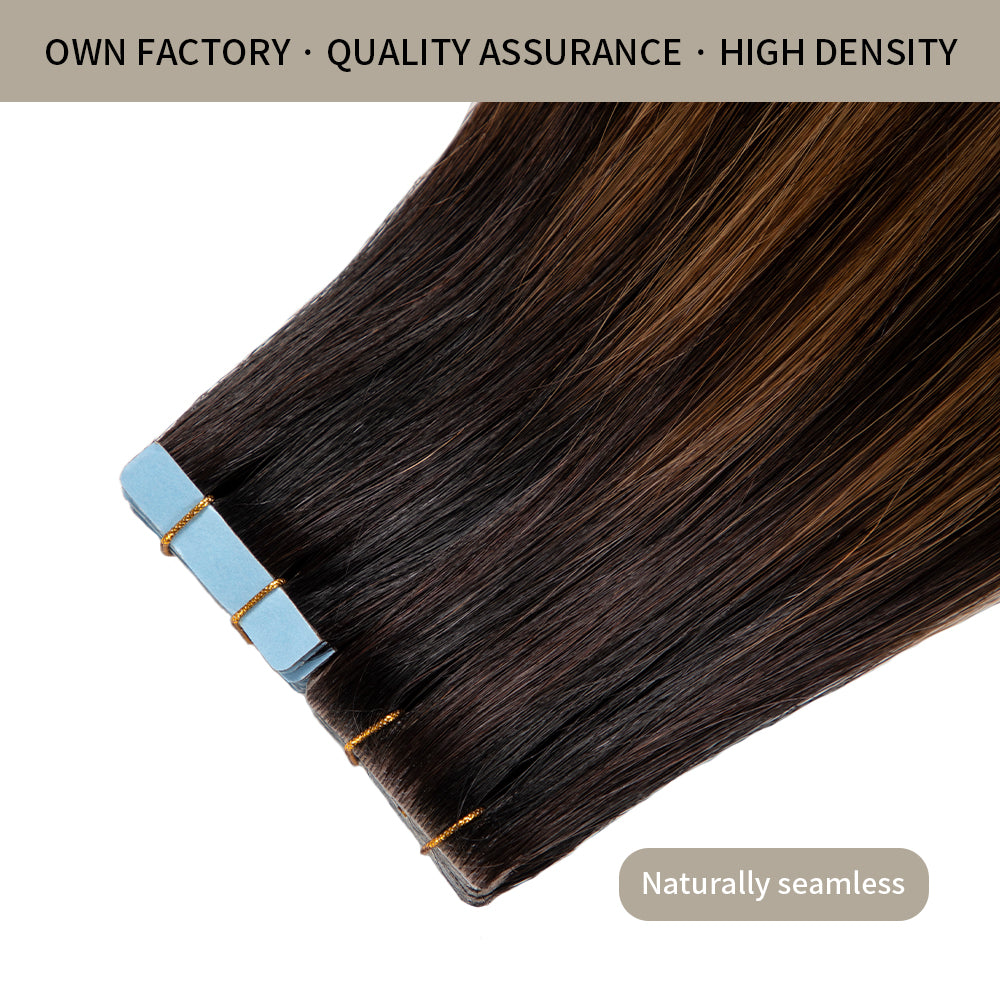 YILITE Seamless Injected Hand-Tied Invisible Tape In Hair Extension 20Pcs Virgin Human Hair (P1B/6/TIB)