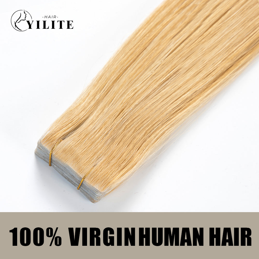 YILITE Seamless Injected Hand-Tied Invisible Tape In Hair Extension 20Pcs Virgin Human Hair (#27)