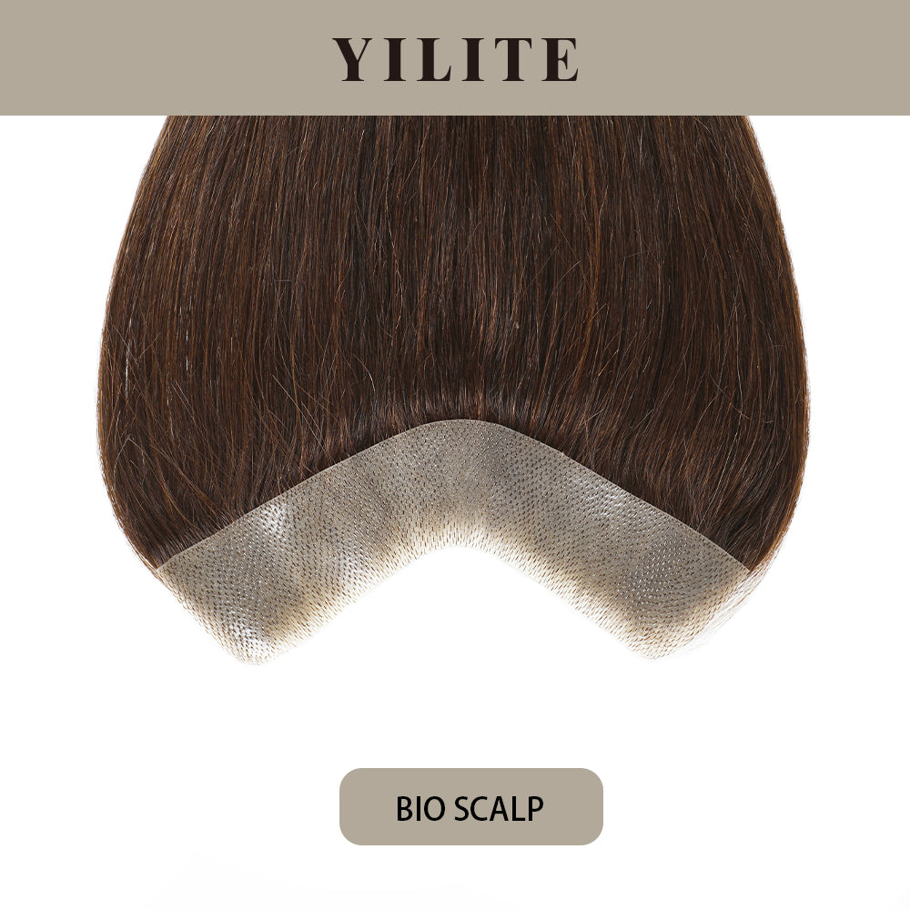 YILITE Seamless Hair Patch 3×16 cm Injected Hand-Tied Invisible Remy Human Hair #2 Darkest Brown