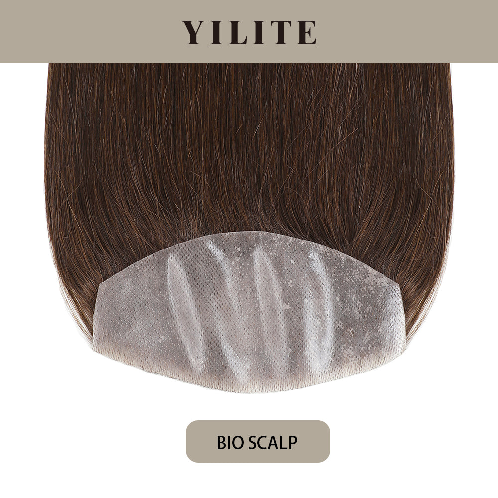 YILITE Seamless Hair Patch 7×15 cm Injected Hand-Tied Invisible Remy Human Hair #2 Darkest Brown