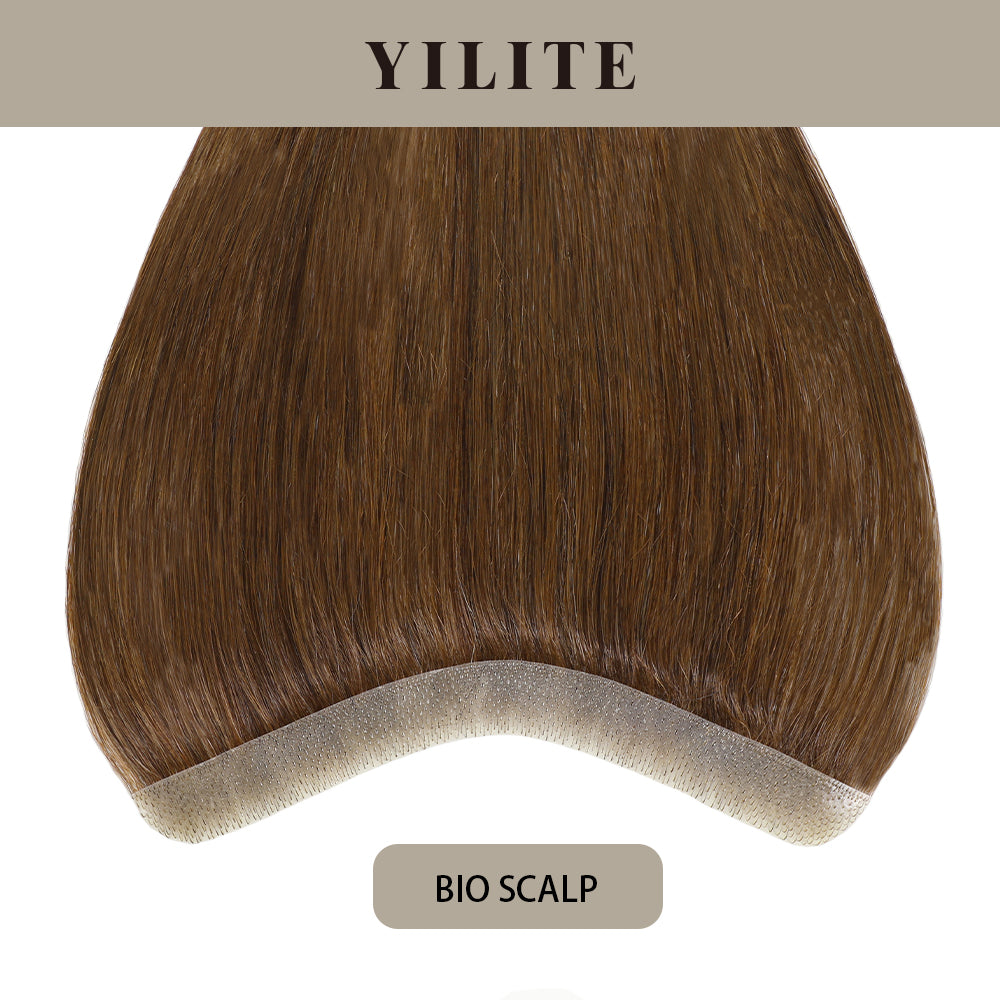 YILITE Seamless Hair Patch 1.5×15 cm Injected Hand-Tied Invisible Remy Human Hair #4 Dark Brown