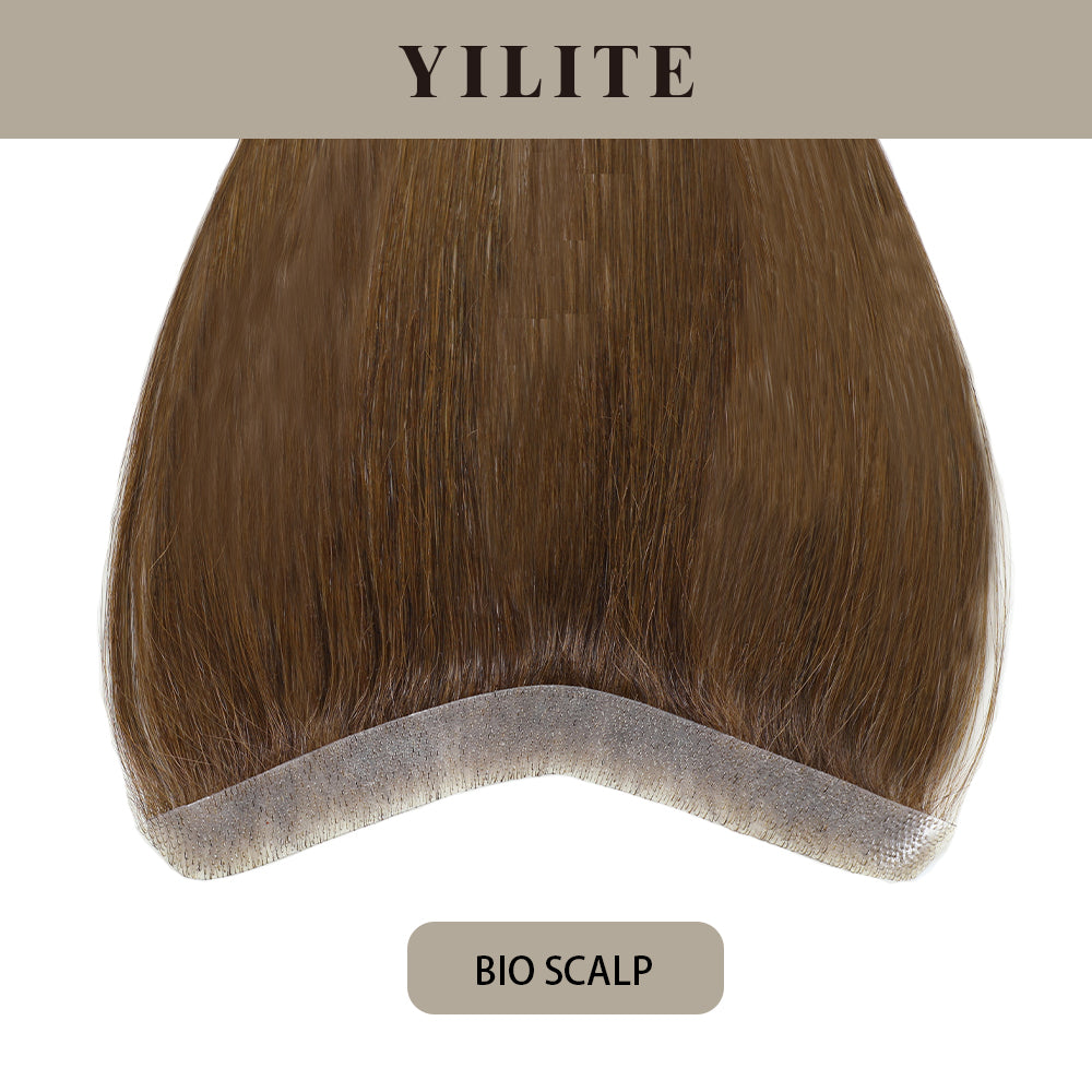 YILITE Seamless Hair Patch 1.5×16 cm Injected Hand-Tied Invisible Remy Human Hair #4 Dark Brown