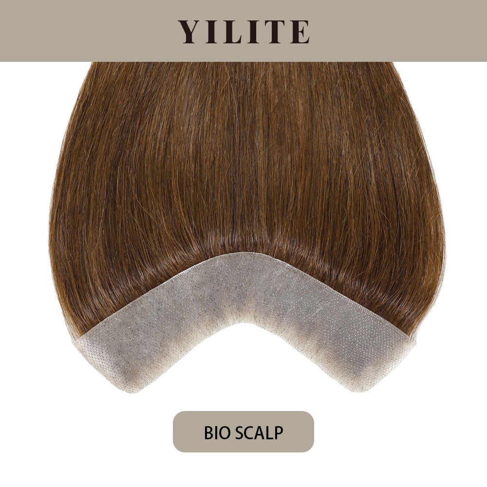 YILITE Seamless Hair Patch 3×16 cm Injected Hand-Tied Invisible Remy Human Hair #4 Dark Brown