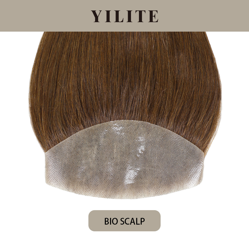 YILITE Seamless Hair Patch 7×15 cm Injected Hand-Tied Invisible Remy Human Hair #4 Dark Brown