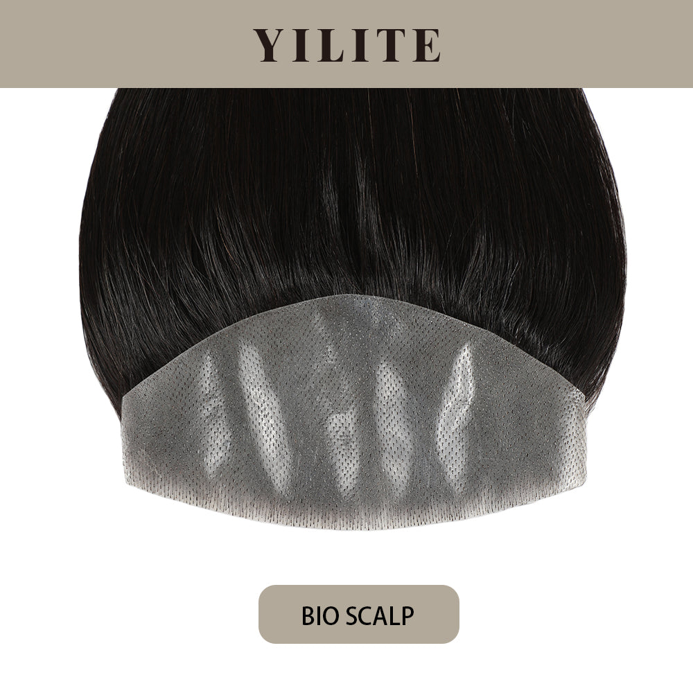 YILITE Seamless Hair Patch 7×15 cm Injected Hand-Tied Invisible Remy Human Hair Natural black