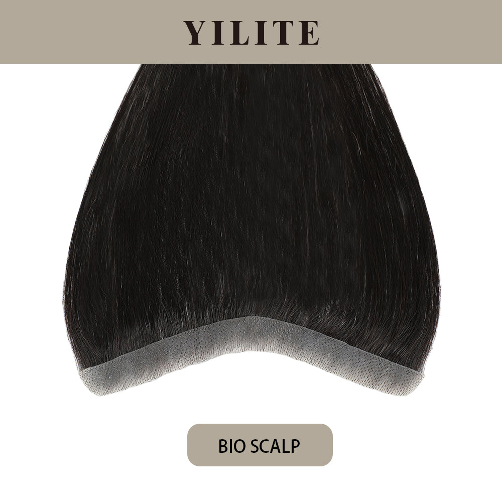 YILITE Seamless Hair Patch 1.5×16 cm Injected Hand-Tied Invisible Remy Human Hair Natural black