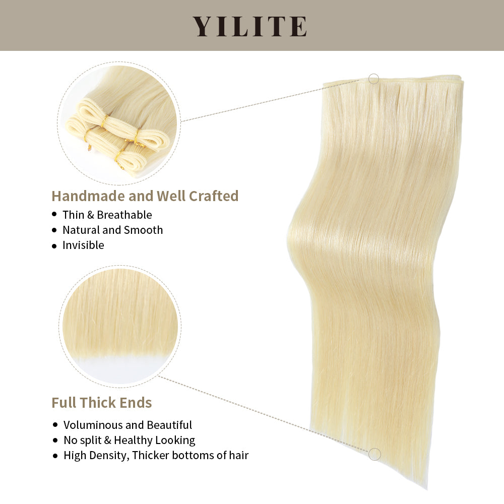 YILITE Seamless Genius Virgin Human Hair Weft 2Pcs (#60 Platinum Blonde