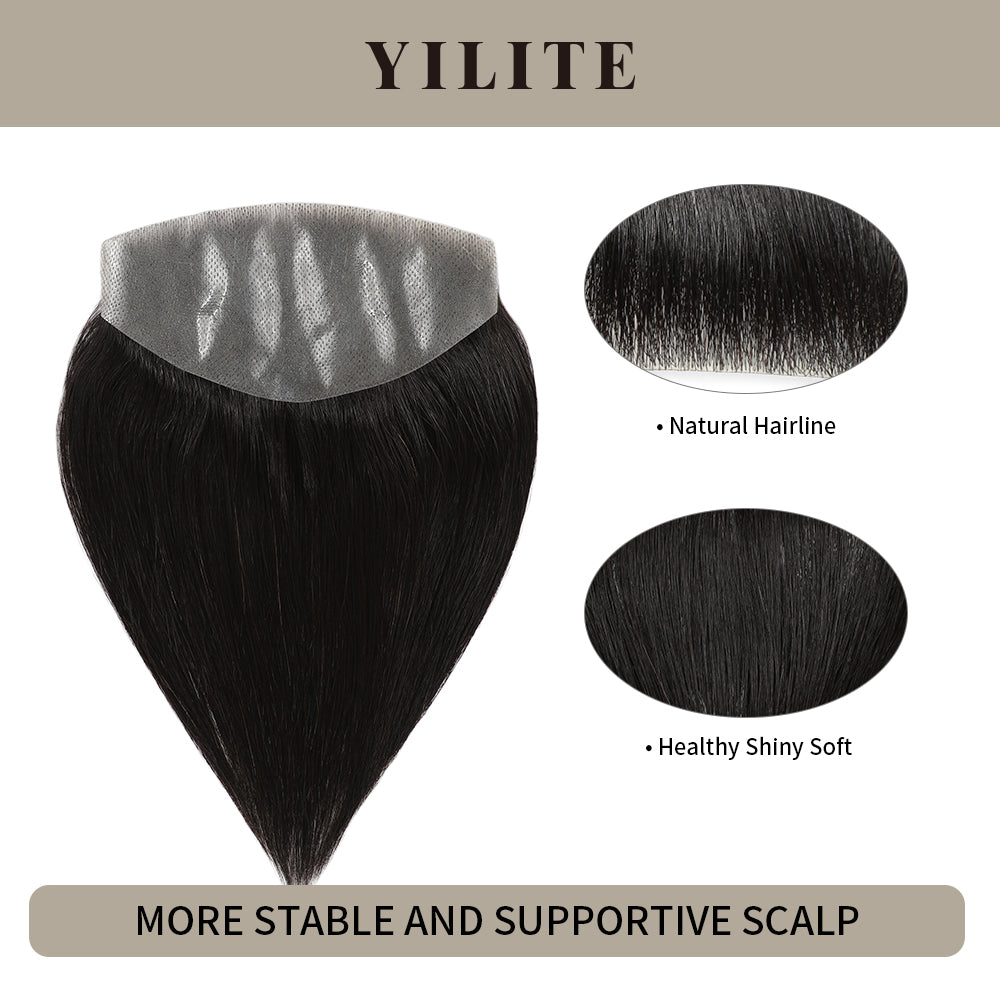 YILITE Seamless Hair Patch 7×15 cm Injected Hand-Tied Invisible Remy Human Hair Natural black