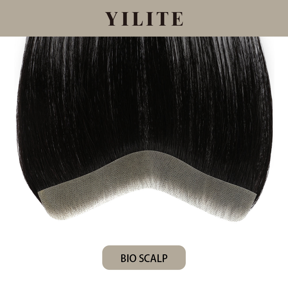 YILITE Seamless Hair Patch 2.5×16 cm Injected Hand-Tied Invisible Remy Human Hair ( Natural black )