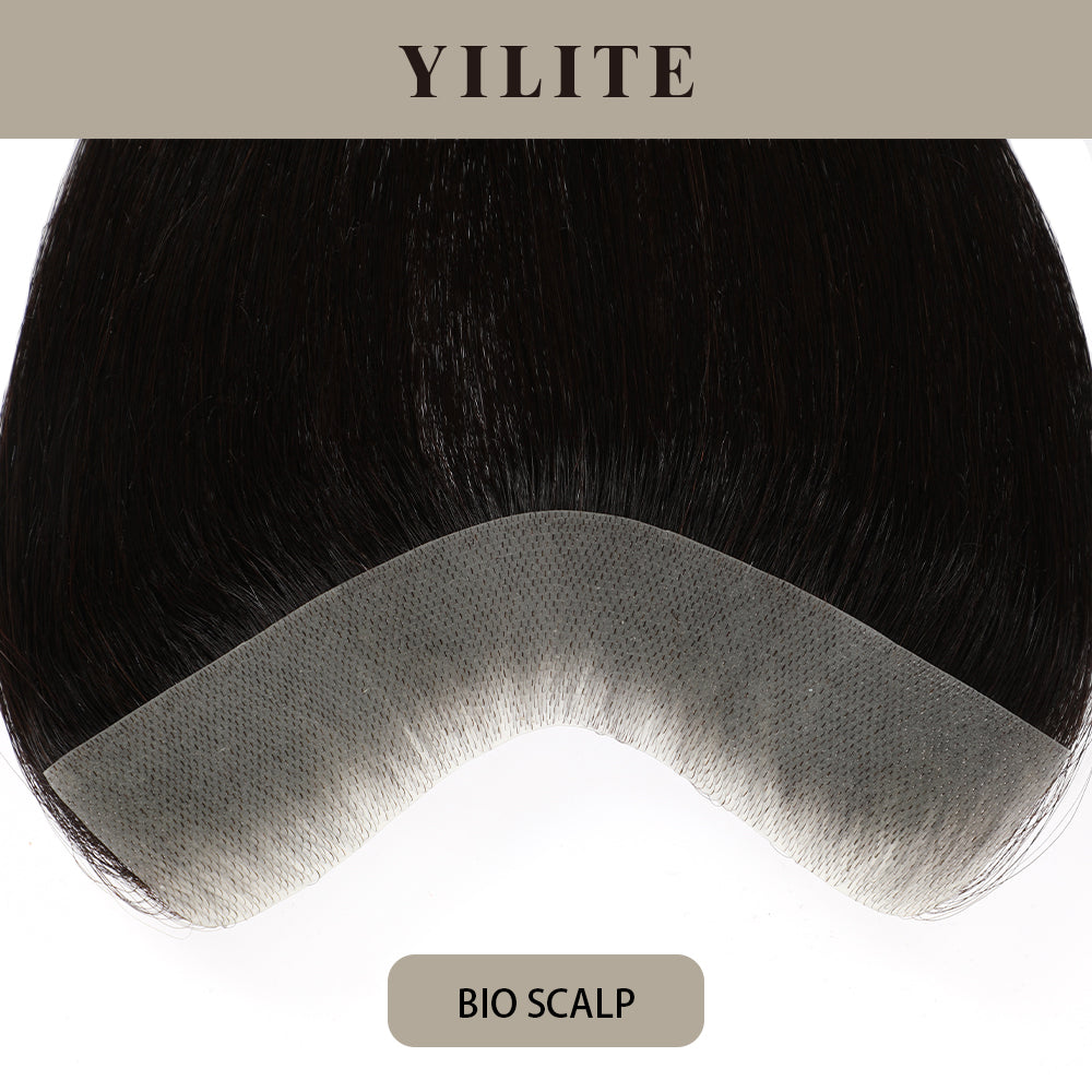 YILITE Seamless Hair Patch 3×16 cm Injected Hand-Tied Invisible Remy Human Hair Natural black