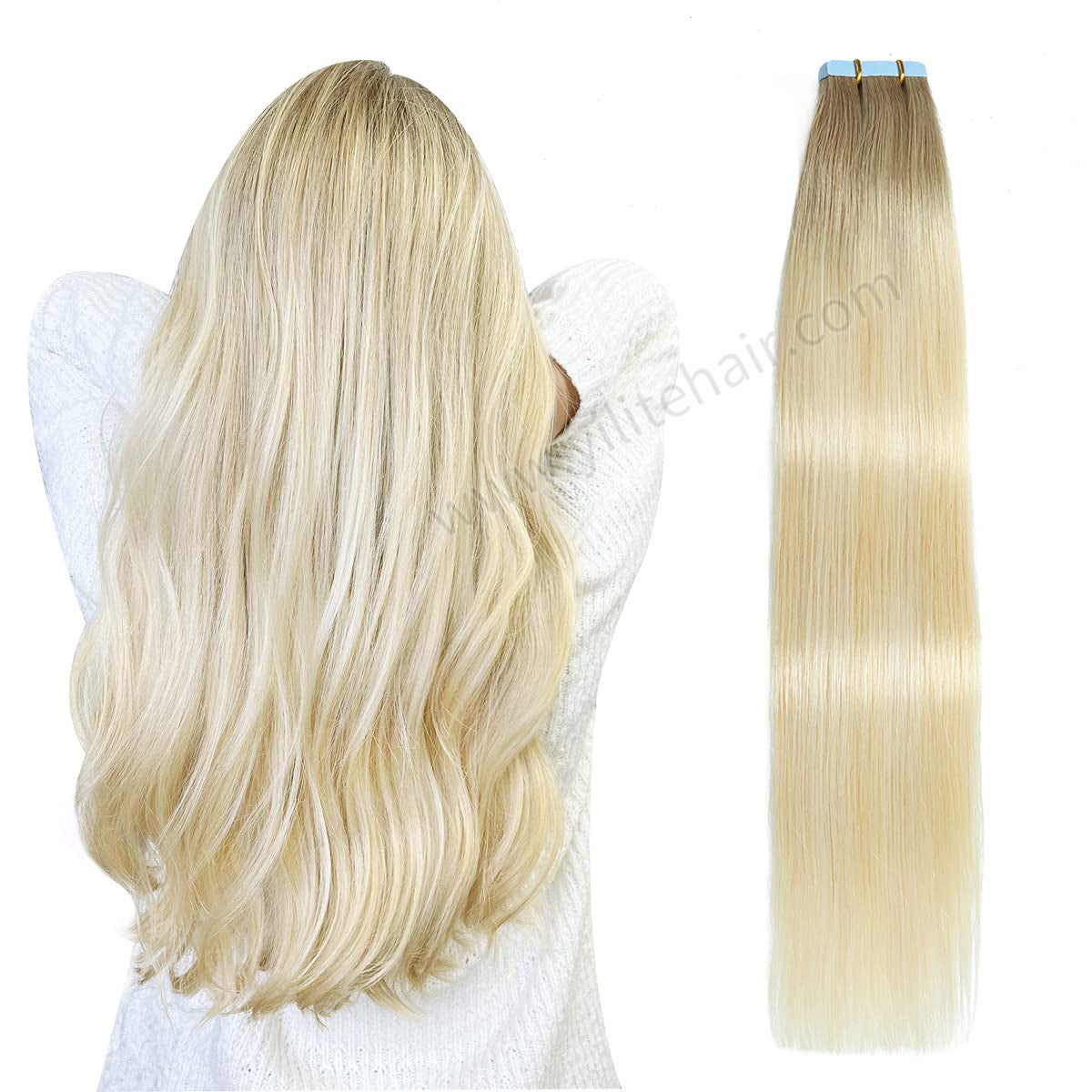 YILITE Tape In Hair Extensions 24Pcs Tape Ins Natural Remy Human Hair (#P22/60/T18)