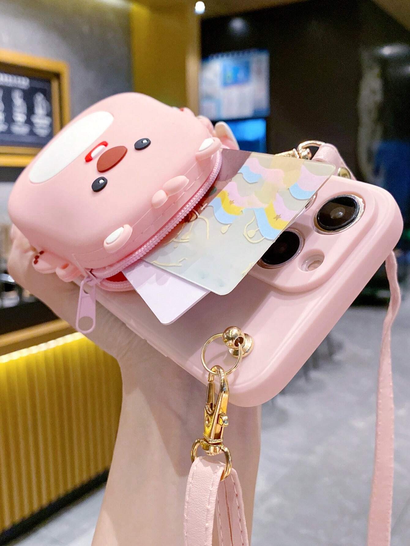 Cute Stuff Vintage White Dog Coin Purse & Apple IPhone 15ProMax Case, Crossbody & Neck Strap Compatible With IPhone 14/13/12 Series