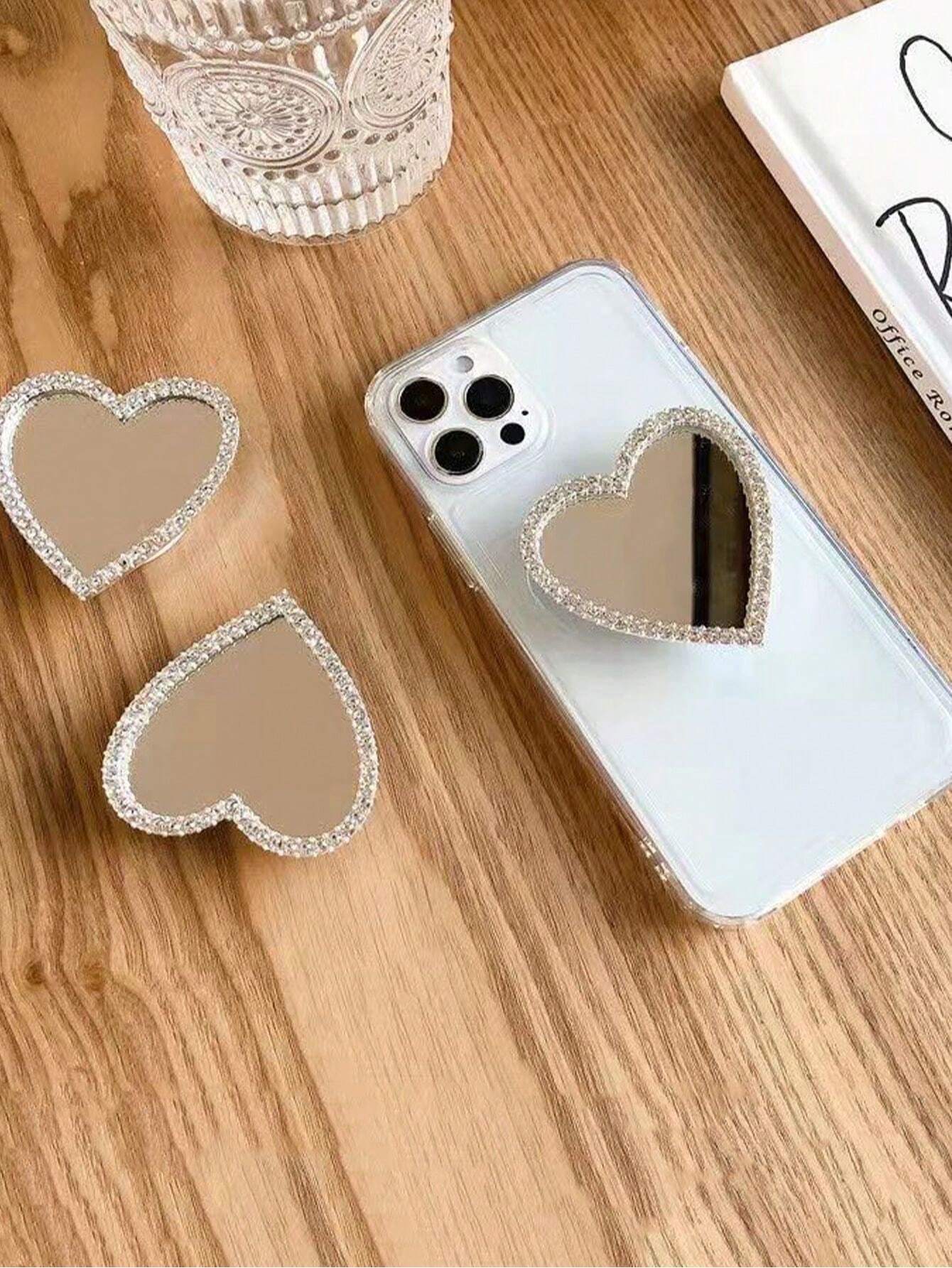 1pc Heart Shaped Mirror Stand-Out Phone Grip