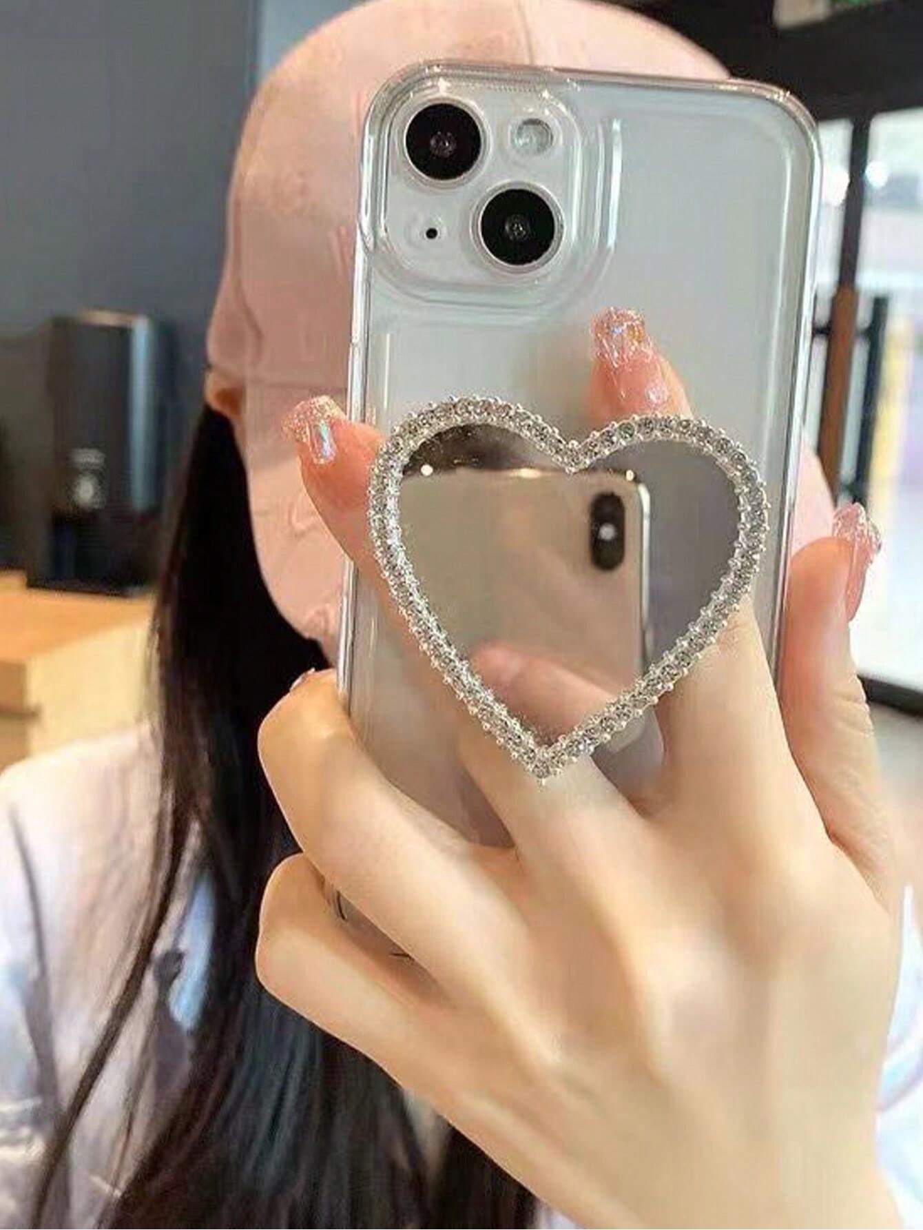 1pc Heart Shaped Mirror Stand-Out Phone Grip