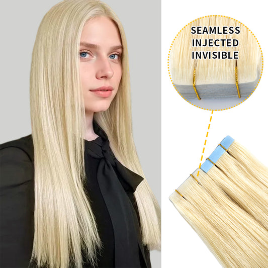 YILITE Seamless Injected Hand-Tied Invisible Tape In Hair Extension 20Pcs Virgin Human Hair (#613)